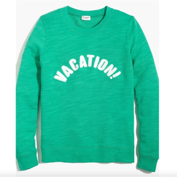 J. Crew Green 'Vacation!' Sweatshirt - Picture 1 of 6